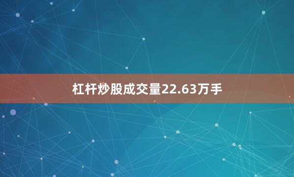 杠杆炒股成交量22.63万手
